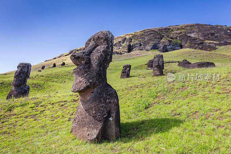 复活节岛 Moai Rano Raraku Moais Rapa Nui